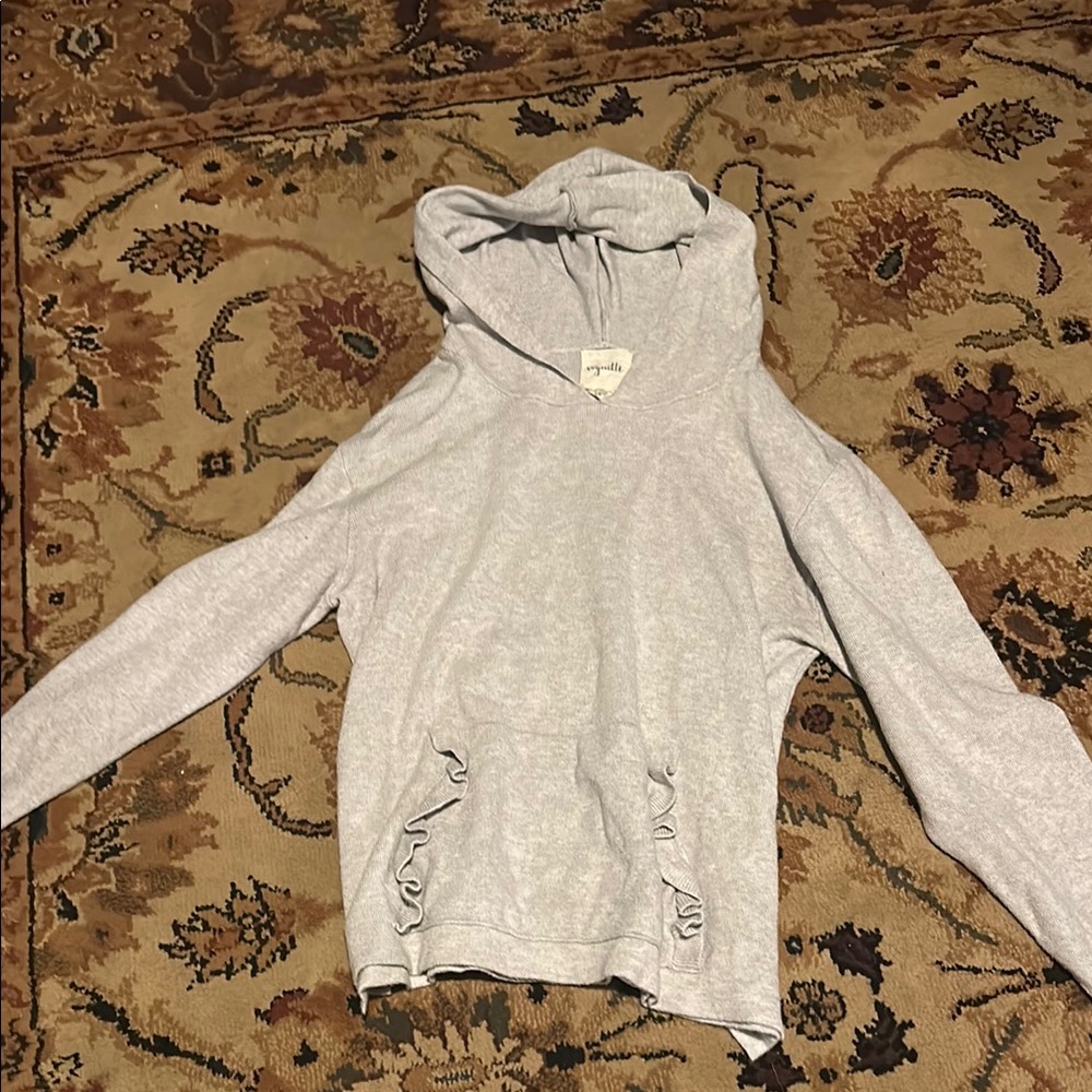 Vignette Grey Hooded Sweater with Ruffled Pockets